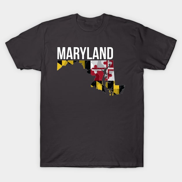 Maryland State Flag Map T-Shirt by polliadesign